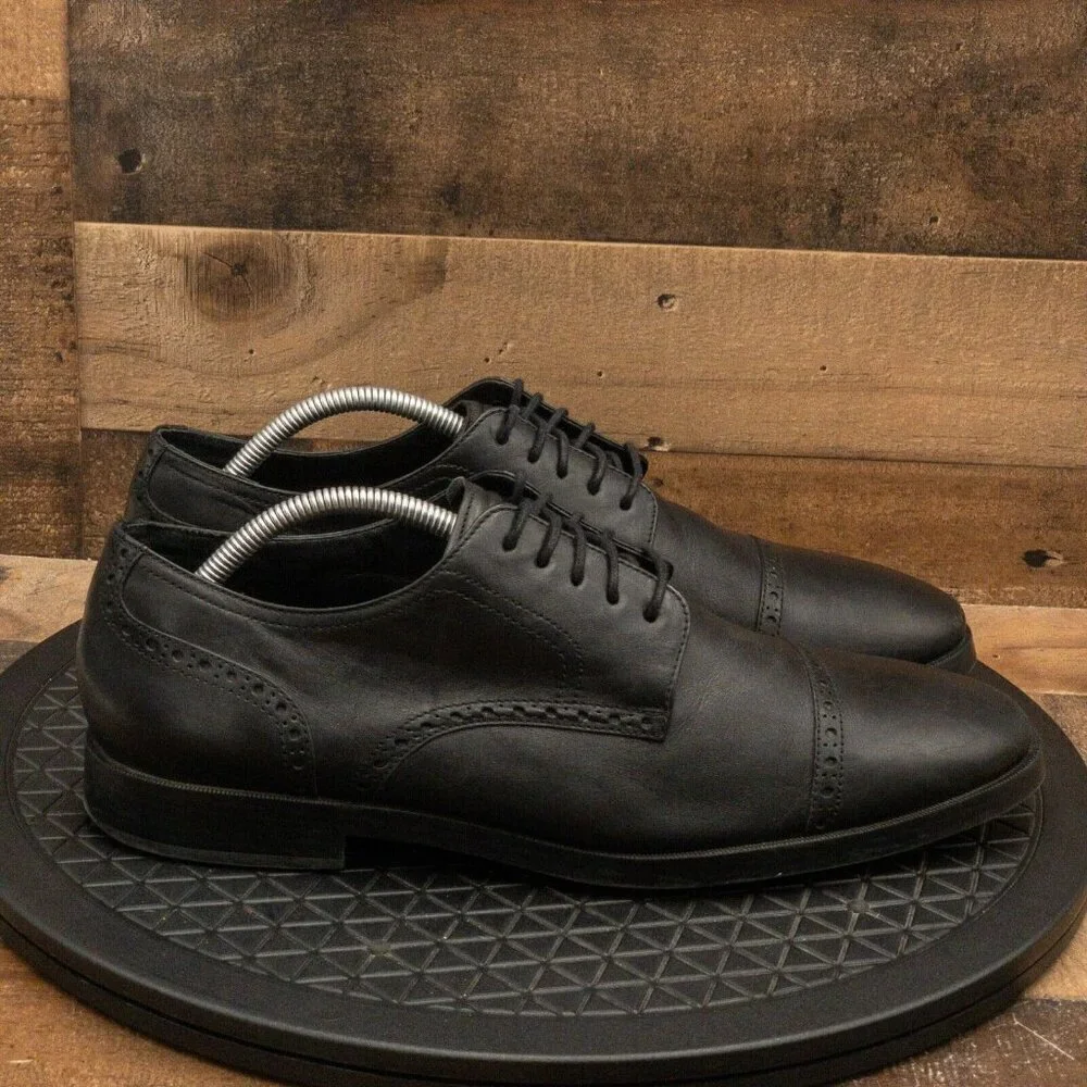 COLE HAAN GRAND OS MENS DRESS SHOES BLACK LEATHER CAP TOE OXFORDS SIZE 11M
